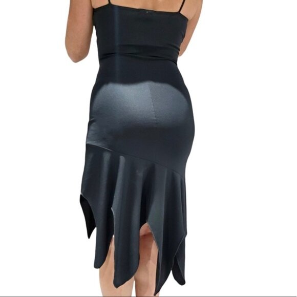 LE CHATEAU Black Ruffled Grunge Gothic Style Pleated Dress - Picture 1 of 13